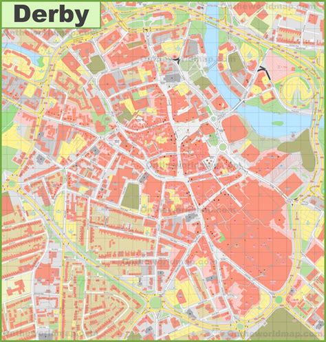 Derby city centre map - Ontheworldmap.com