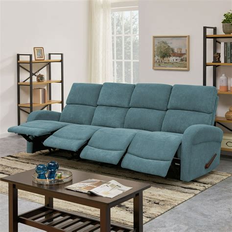 ProLounger Modern Wall Hugger Reclining Sofa in Medium Blue Chenille ...