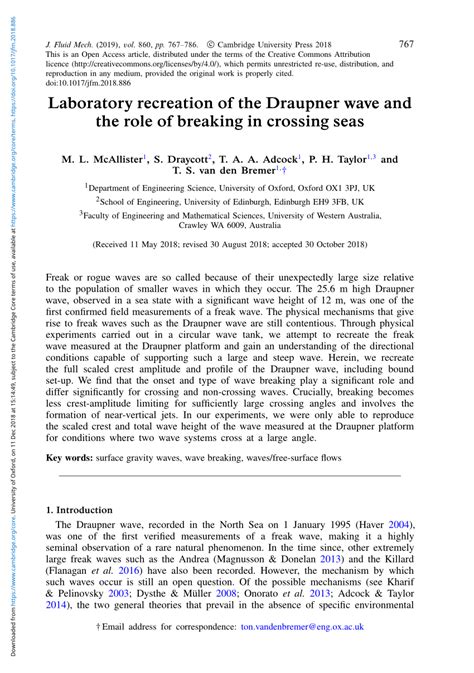 (PDF) Laboratory recreation of the Draupner wave and the role of ...