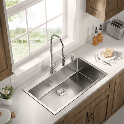 Stainless Steel 36-in. Single Bowl Drop-in or Undermount Kitchen Sink ...