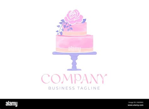 Watercolor Cake Logo Design Stock Vector Image & Art - Alamy