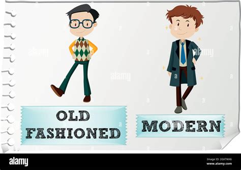 Opposite adjectives with old-fashioned and modern Stock Vector Image ...