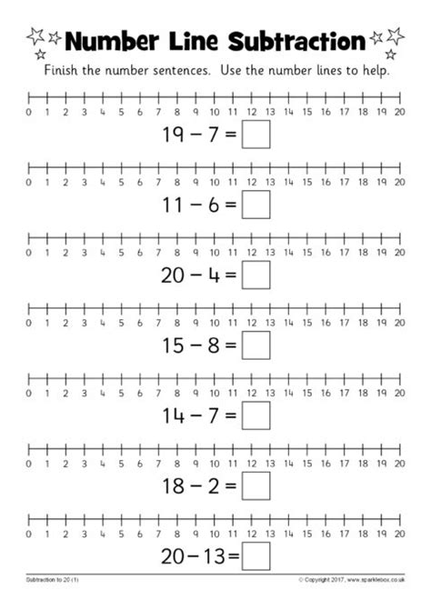 Number Line Subtraction Worksheets (SB12219) - SparkleBox | Number line ...