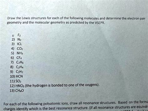 SOLVED: Draw the Lewis structures for each of the following molecules ...