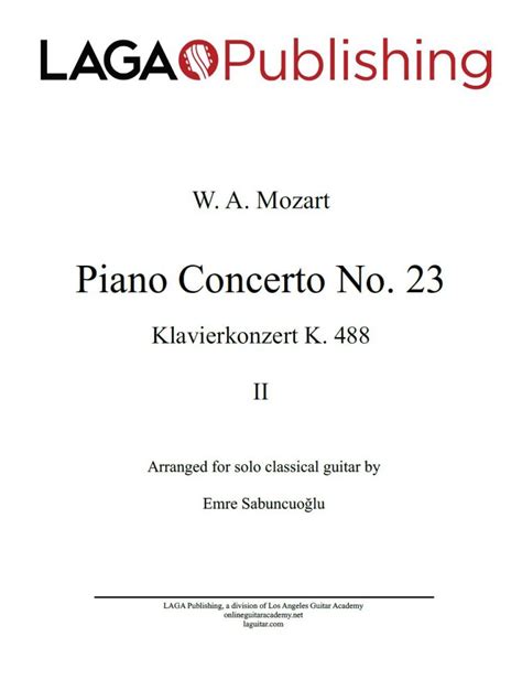 Piano Concerto No. 23 (Klavierkonzert K. 488) by W. A. Mozart for solo ...