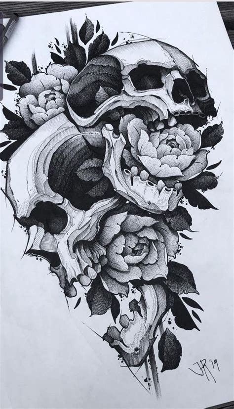 Skull Tattoo Designs Drawings | Skull sleeve tattoos, Skull tattoo ...