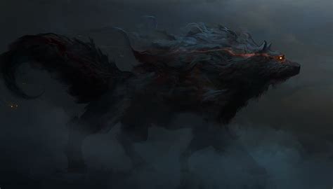 Direwolf, Aaron Nakahara | Dire wolf, Shadow wolf, Mythical creatures art