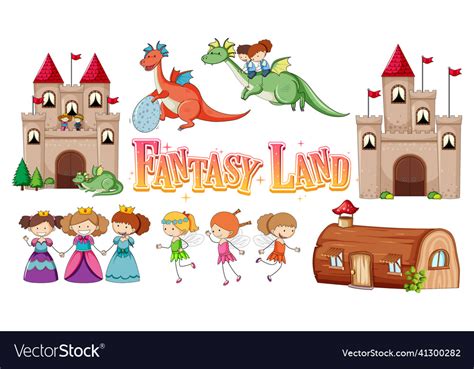 Set of fairy tales cartoon characters Royalty Free Vector