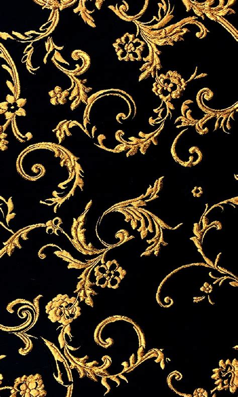 Ornate Gold Filigree Brocade on Black Silk Blend | Black and gold ...