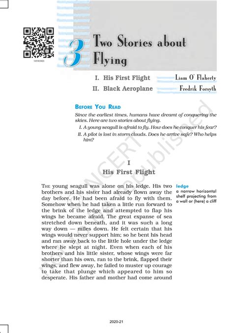 Two Stories About Flying - NCERT Book of Class 10 First Flight