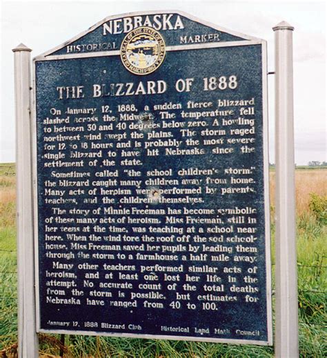 Nebraska Historical Marker: The Blizzard of 1888 (Valley) - E Nebraska ...