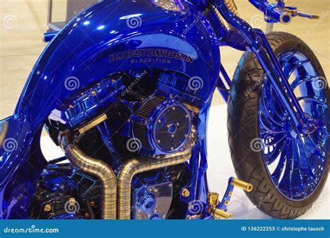 Motorbike Harley Davidson, Blue Edition. Editorial Stock Photo - Image ...