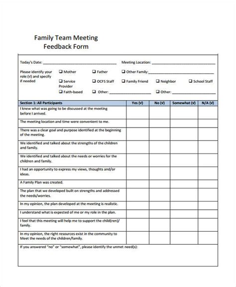 FREE 10+ Meeting Feedback Forms in PDF | MS Word