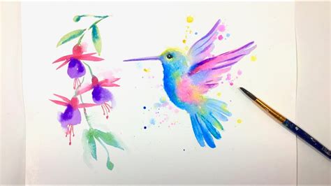 HUMMINGBIRD EASY FREEHAND PAINTING / For Beginners / Watercolor ...