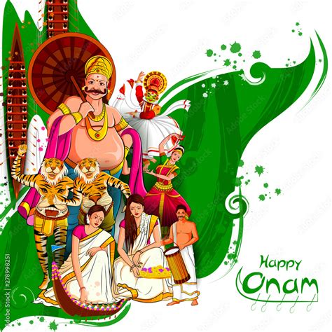 vector illustration of Happy Onam Festival background of Kerala with ...