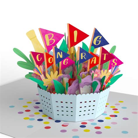 Big Congrats Flower Basket Paperpop Card® – Lovepop