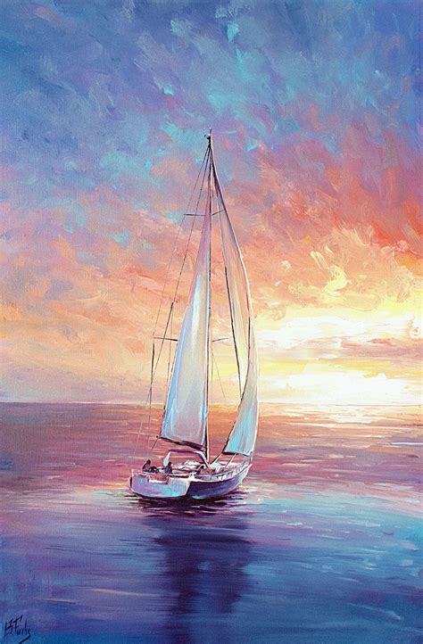 Sailing art original oil painting colorful | Sailing art, Sailing ...