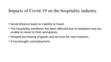 SOLUTION: Impact Of Covid 19 On Hospitality Industry Final - Studypool