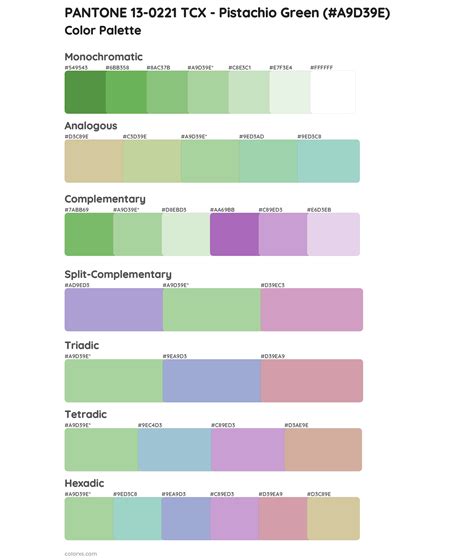 PANTONE 13-0221 TCX - Pistachio Green color palettes - colorxs.com