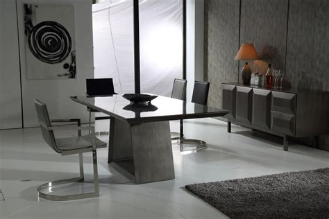 Contemporary Black Gun Tampered Glass Top Dining Table Philadelphia ...