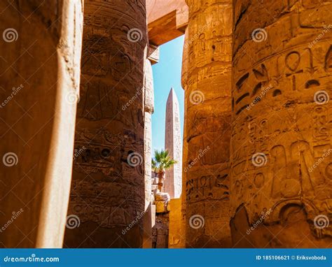 Ancient Egyptian Inscriptions on Columns, Close Up View. Photographed ...