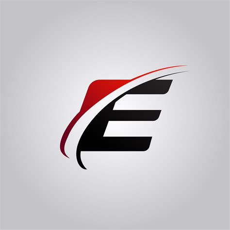 Logotipo inicial de la letra E con swoosh de color rojo y negro 587678 ...