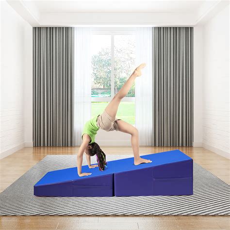 Costway Blue Incline Wedge Ramp Gymnastics Mat - Foldable Fitness ...