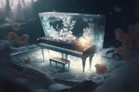 Fairy Magic Piano with Flowers Frozen in Ice. Neural Network AI ...