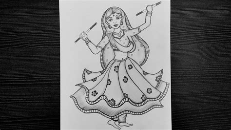 How To Draw Garba Dance Drawing // Navratri Special Garba Drawing - YouTube