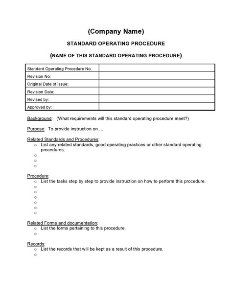 HR Standard Operating Procedures Template Word