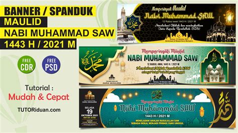 Free 3 Desain Banner Spanduk Maulid Nabi Muhammad SAW 1443 H (Free CDR ...