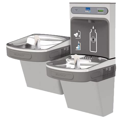 Elkay EZH2O LZSTL8WSLK Filtered Dual-Station Drinking Fountain with ...