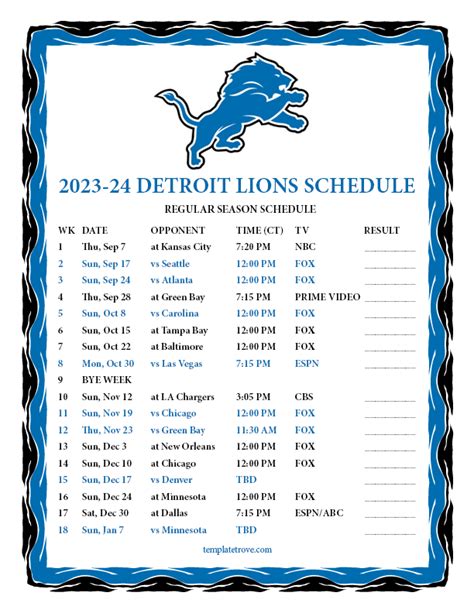 Jerome Colon Headline: Detroit Lions Schedule 2023 24 Printable