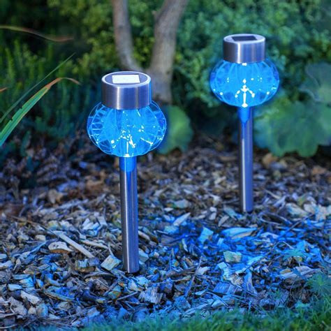 blue solar garden lights | Solar lights garden, Solar landscape ...