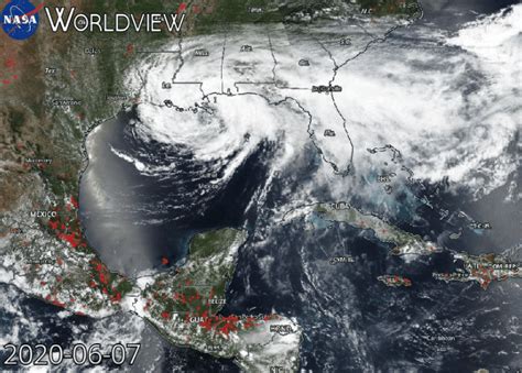 Tropical Storm Cristobal in the Gulf of Mexico via NASA NOAA satellite ...