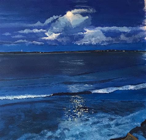 Original Acrylic Seascape Painting of the Moon over the Ocean | Etsy ...