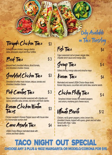 Taco Tuesday Menu – Fozzys