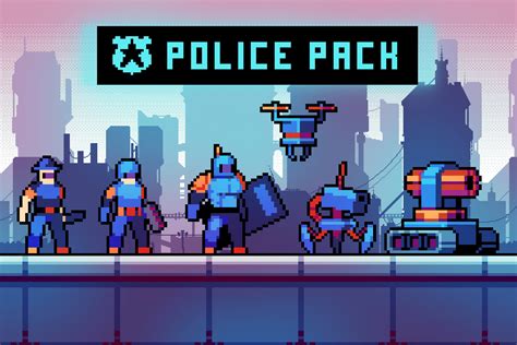 Police Cyberpunk Pixel Art by Free Game Assets (GUI, Sprite, Tilesets)