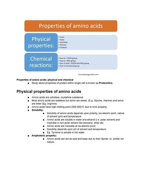 Properties of amino acids physical and chemical - Physical properties ...