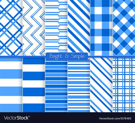 Bright and simple blue stripes pattern set Vector Image