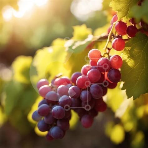 Vibrant Red Grapes on a Vine stock photo | Creative Fabrica