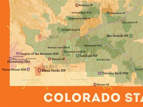 Colorado State Parks & Federal Lands Map 18x24 Poster - Best Maps Ever