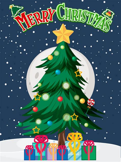 Merry Christmas poster with Christmas tree 4454205 Vector Art at Vecteezy