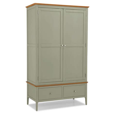 Colista Oak Sage Green Double Wardrobe With Drawers - SALE