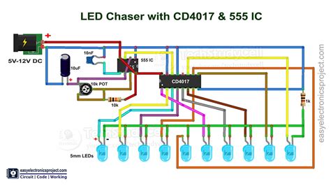 LED chaser lights with 555 timer - Electronics Projects 2021