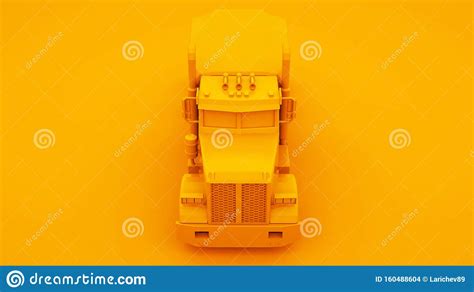 Yellow American Truck Isolated on Yellow Background. 3d Illustration ...