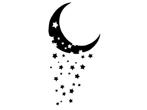 Moon And Stars Clip Art Black And White