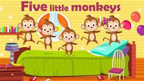 Five Little Monkeys Jumping On The Bed Lyrics video for Kids - YouTube