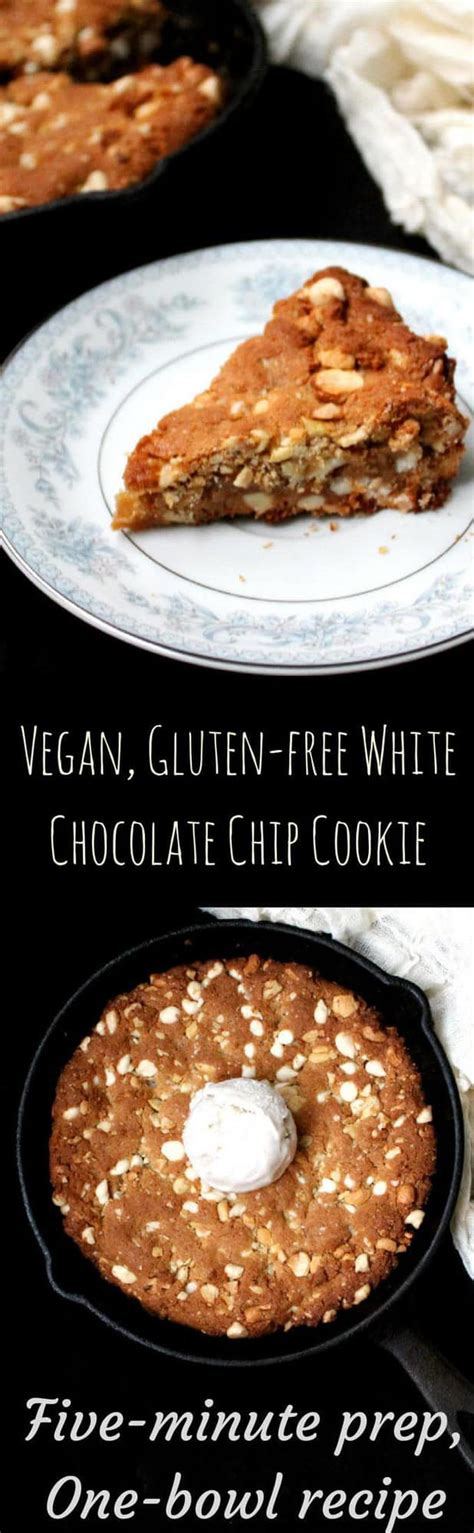 Vegan Gluten-Free White Chocolate Chip Skillet Cookie - Holy Cow Vegan