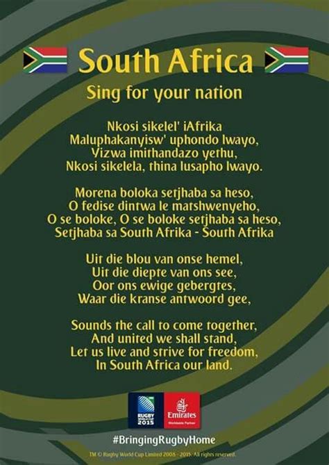 South African National Anthem | South afrika, Sing for you, National anthem